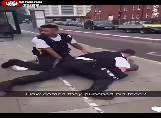 Video :A man who steps in during an arrest is struck by a police officer